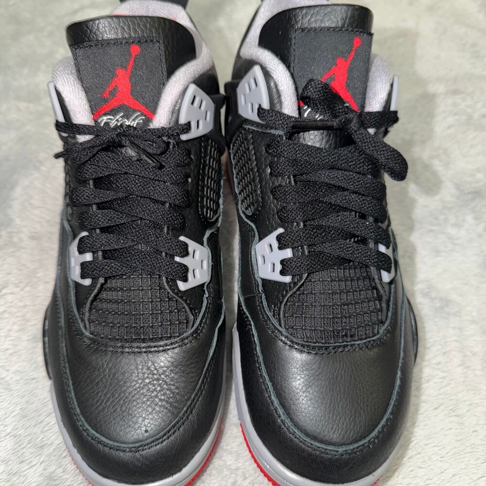 Nike Air Jordan 4 Retro Bred Reimagined GS Size 5Y Black Red Grey FQ8213-006 - Picture 2 of 8